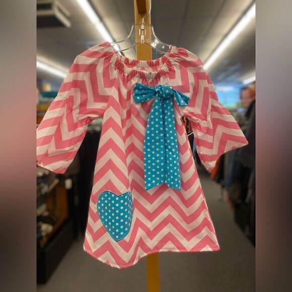 Girls Small Sm/Med Pink Chevron Dress - Picture 1 of 3